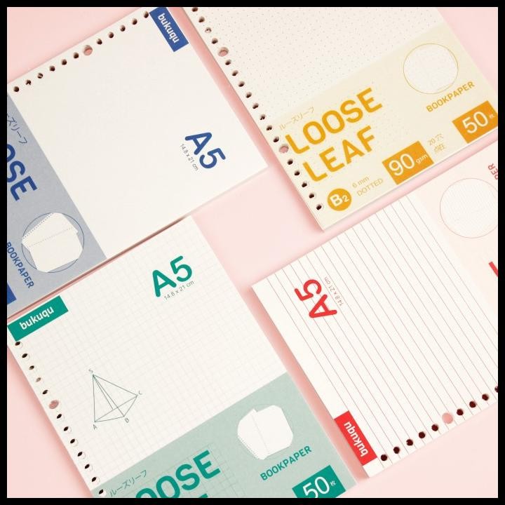 

Terlaris Bookpaper Loose Leaf (Grid) Kertas Binder/ Isi Notes - (A5) 50 Lbr Good Quality