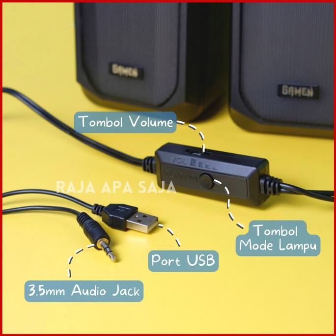 SPEAKER GAMING RGB FULL BASS SPIKER SPEKER STEREO KOMPUTER LAPTOP PC