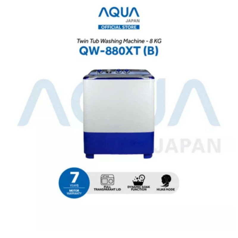 Mesin Cuci 2 Tabung AQUA 880XT / 850XT 8KG Hijab Series Tutup Transparan Mesin cuci Twin Tub Aqua