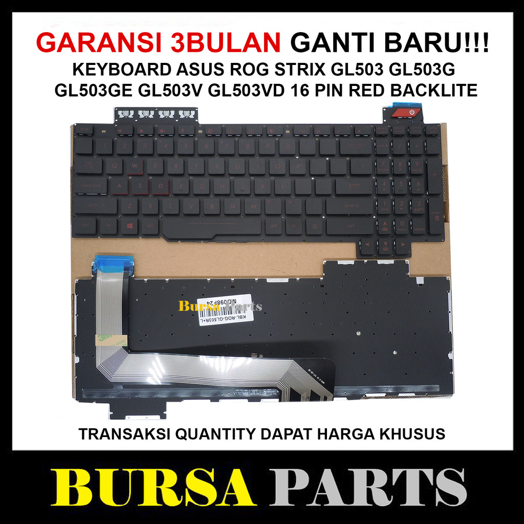 Keyboard Laptop Asus Rog Strix gl503 gl503g gl503ge gl503v gl503vd 16 Pin Red Backlite