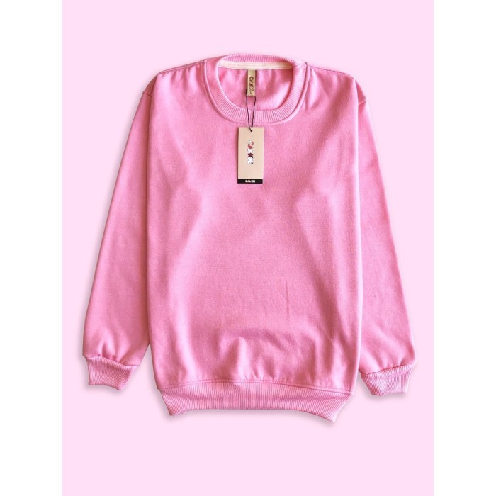 Sweater CAMOE Premium Basic polos warna Pink / Merah Muda