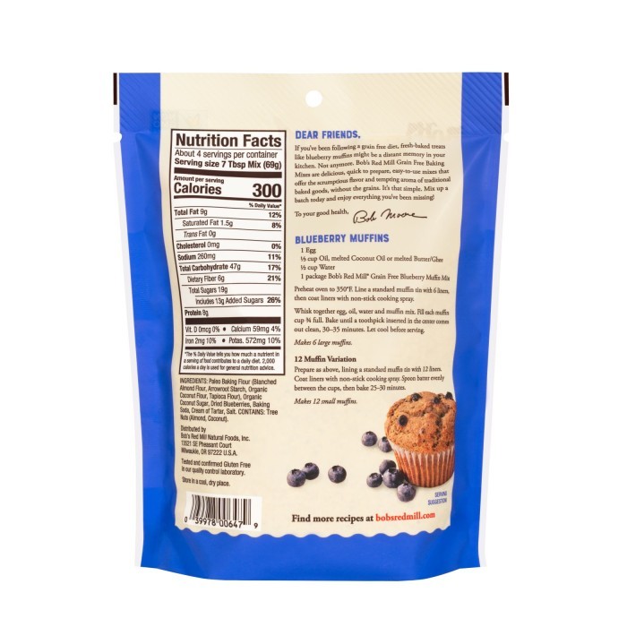 

BOB'S RED MILL GRAIN FREE BLUEBERRY MUFFIN MIX 255 GR