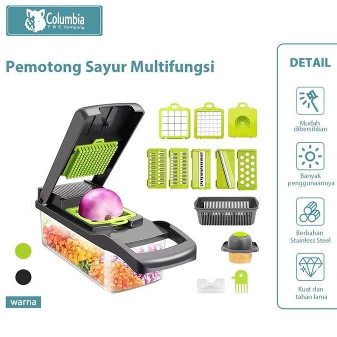 

COLUMBIA PARUTAN SERBAGUNA SAYUR BUAH MULTIFUNGSI VEGETABLE CHOPPER SLICER PEELER BUAH SAYUR KENTANG TOMAT ALAT DAPUR PISAU STAINLESS KITCHENWARE SAYURAN / PARUTAN BASKOM / PENGUPAS KENTANG TIPIS / CHOPPER MANUAL TEKAN / PENGIRIS BAWANG MERAH MANDOLINE