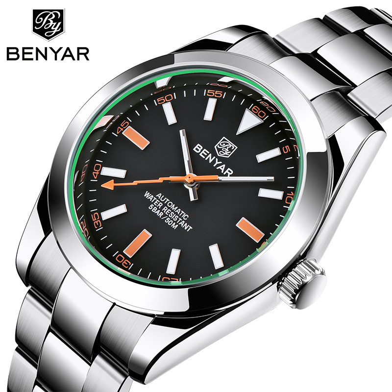 BENYAR Mens watches top brand luxury Automatic Waterproof 50M sport watch Men Mechanical Wristwatch