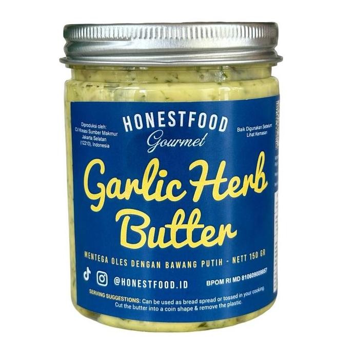 

GARLIC HERB BUTTER - MENTEGA BAWANG PUTIH HONESTFOOD, BAHAN MAKANAN BAKING MASAKAN, OLESAN ROTI, TANPA MSG ORIGINAL