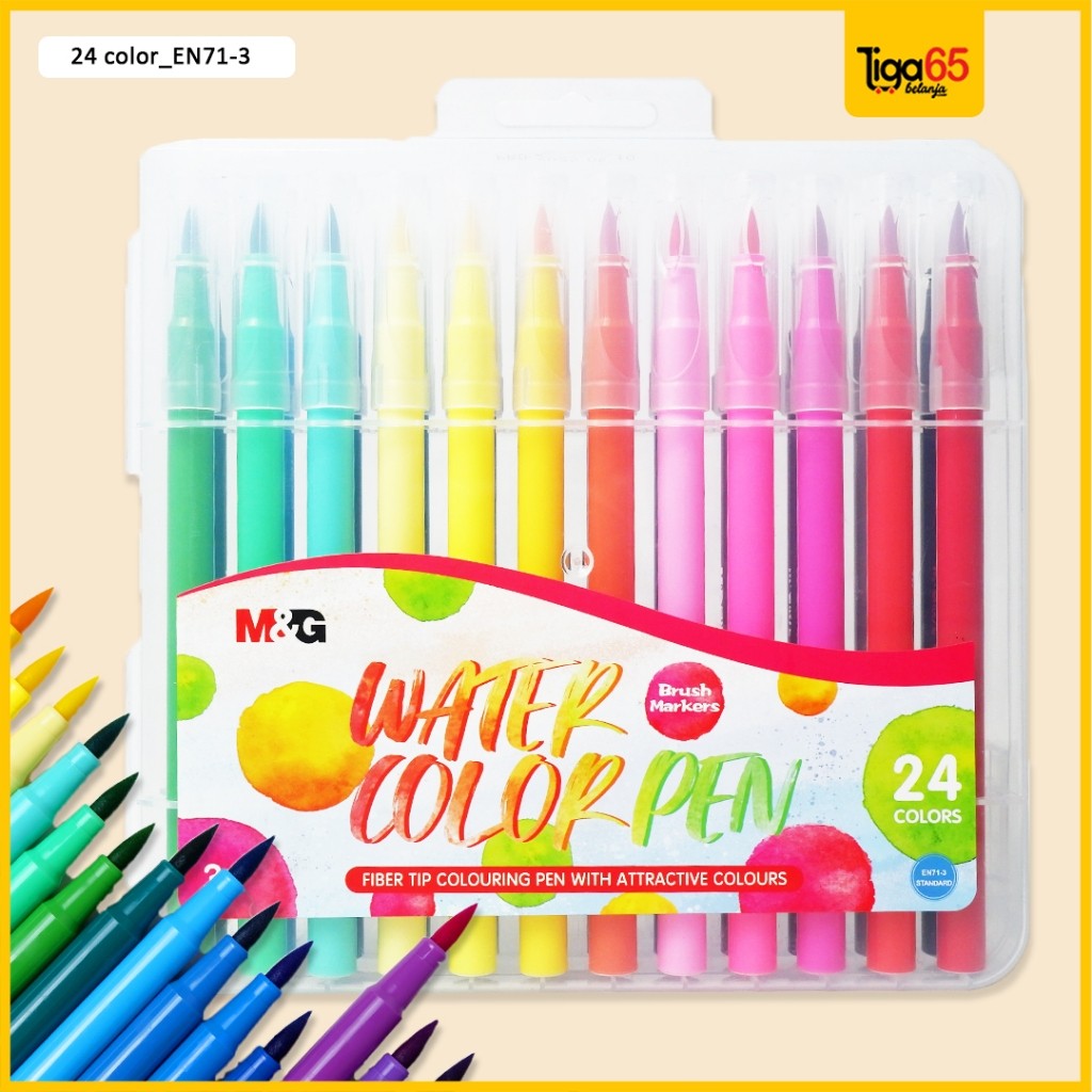 

M&G Water Color Pen Brush Marker Colors / Spidol Warna / Water Color Pena 24C Acp901Cd