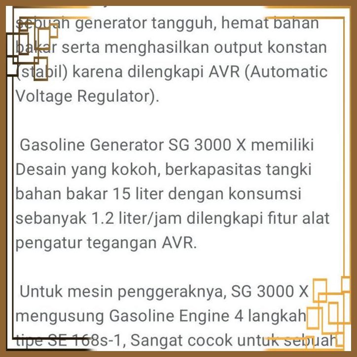 [SRR] GENSET SHARK SG3000X 2000 WATT MAKSIMAL 2200 WATT