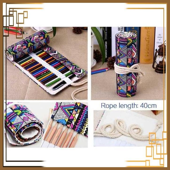 

[FNC] MARCO BOHEMIAN TAS TEMPAT PENSIL GULUNG CANVAS 48 SLOT 20.5X56CM - EN-71
