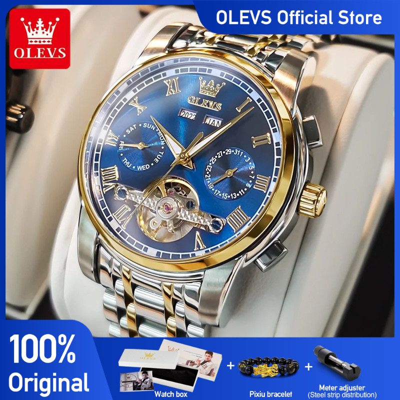 OLEVS Men's Watches Automatic Mechanical Business Wristwatch Waterproof Stainless Steel Strap Watch