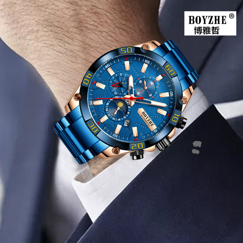 BOYZHE Men's Luxury Mechanical Watches Stainless Steel Watches for Men Waterproof Luminous Automatic