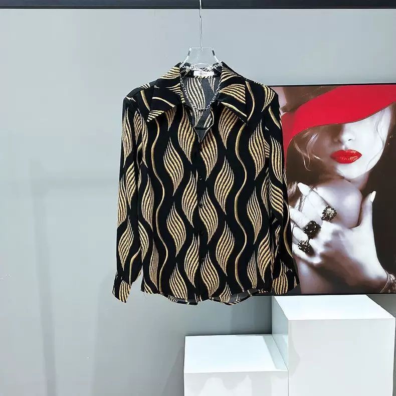 Kemeja Cetak Desain Baru Kemeja Lengan Panjang Fashion Pria Korea