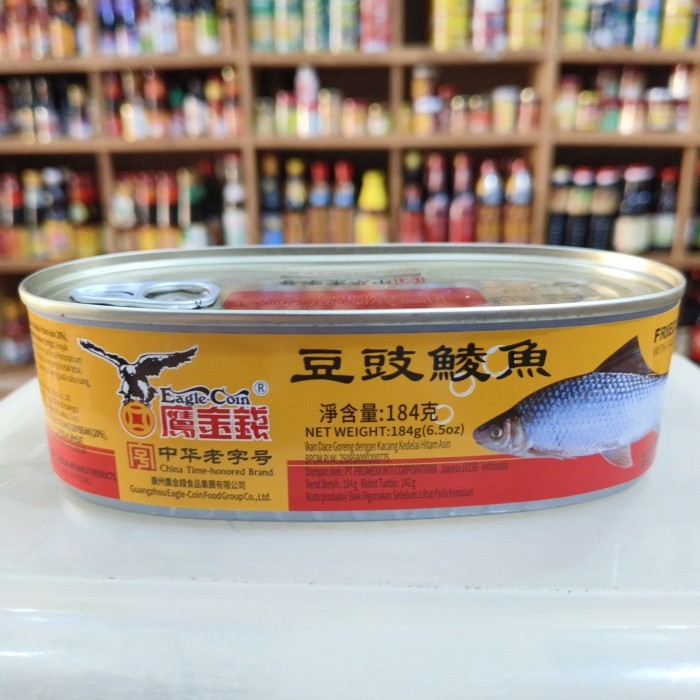 

Eagle Coin Fried Dace With Salted Black Beans/ Ikan Tausi Kaleng 184Gr