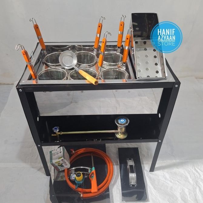 

New Dandang Mie Ayam 6 Lubang Set / Panci Mie Ayam Kotak /Dandang Bakso