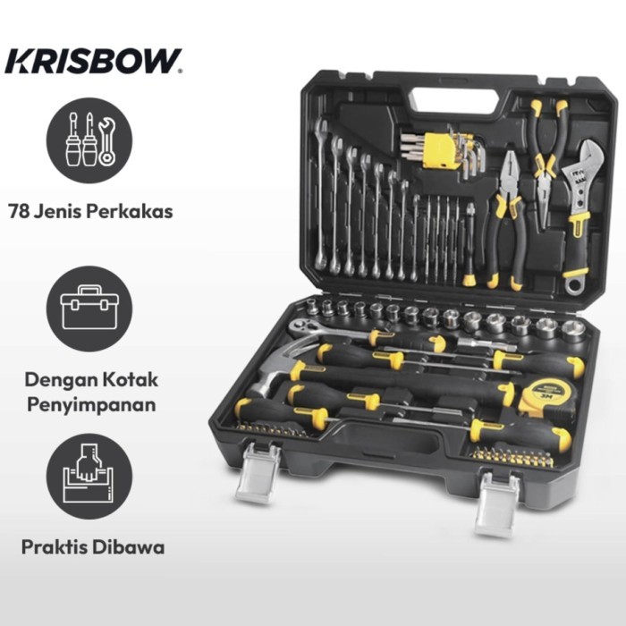 KRISBOW tool kit box set 78 pcs kotak perkakas mekanik hand toolkit 78