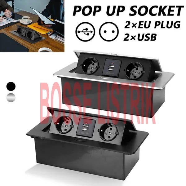 Stop Kontak Tanam Meja Meeting Pop Up 2 Stop dan USB