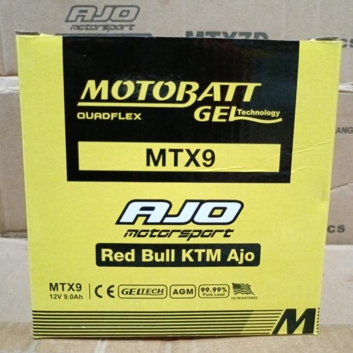 Aki motor Bajaj Pulsar 180 Motobatt MTX9 Aki kering/Aki Gel