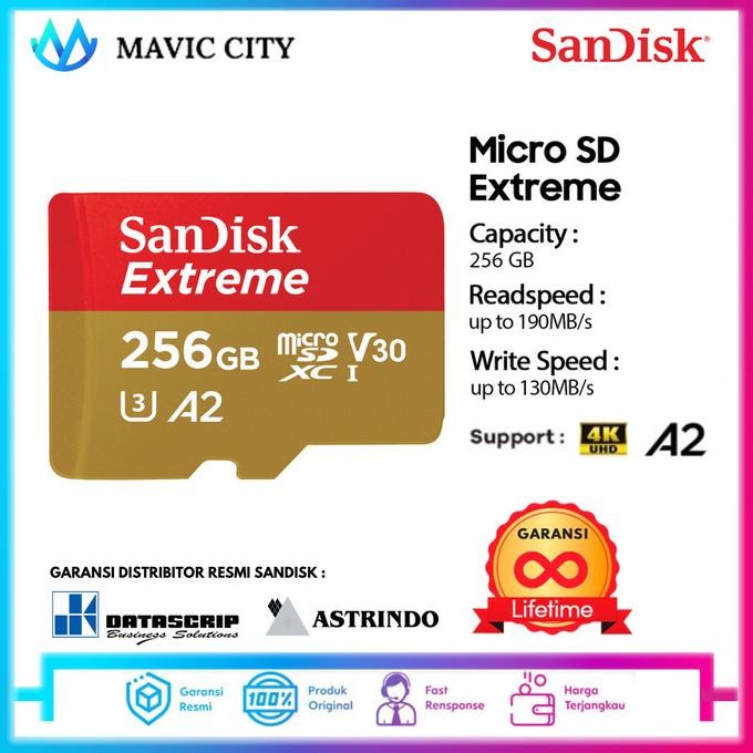 MICRO SD SANDISK 256GB 160MBPS EXTREME - ORIGINAL