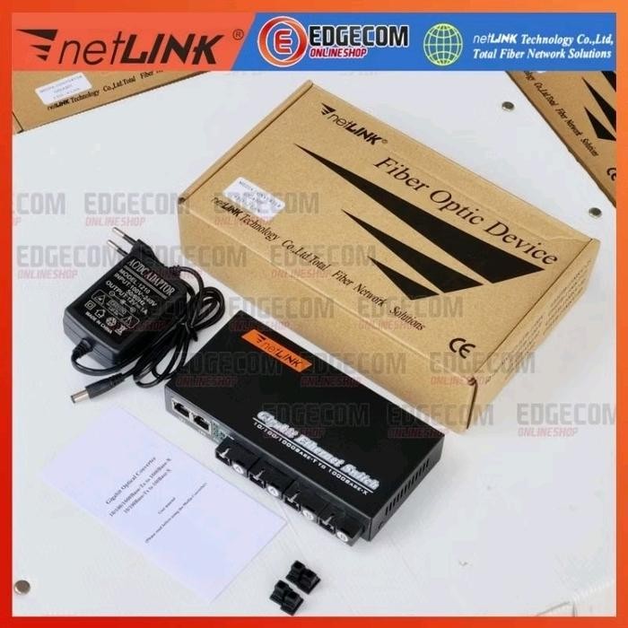 BEBAS ONGKIR - Media Konverter Gigabit 2 FO 4 FO 2 LAN 4 LAN HTB GS-03 10/100/1000M Fiber Optic FO