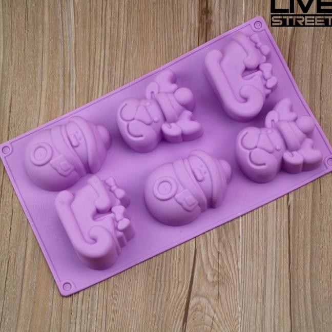 LIVESTREET CETAKAN KUE / COKLAT 6 LUBANG MULTIFUNGSI BAHAN SILIKON