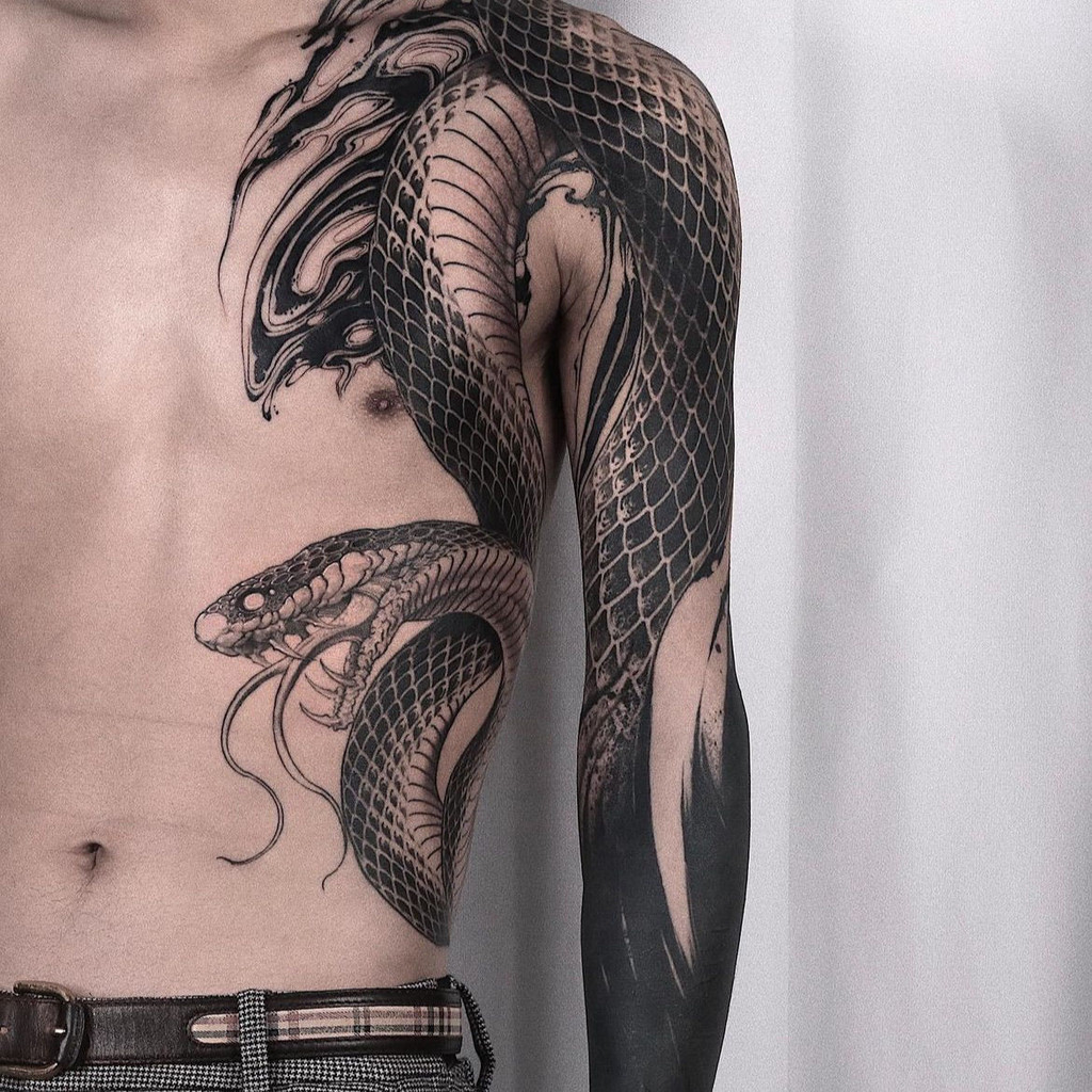 Stiker Tato Ular Besar yang Bergaya, Tahan Air, Tahan Aus, dan Tahan Lama