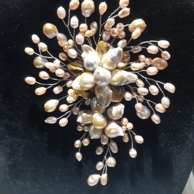 Bros mutiara barok cabang susun besar, bros kebaya mutiara barok besar jrs