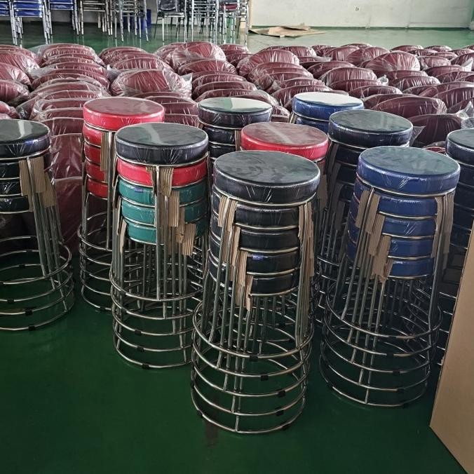 

New Kursi Bangku Bakso Bulat - Kaki Stainless Steel | Hk-C452