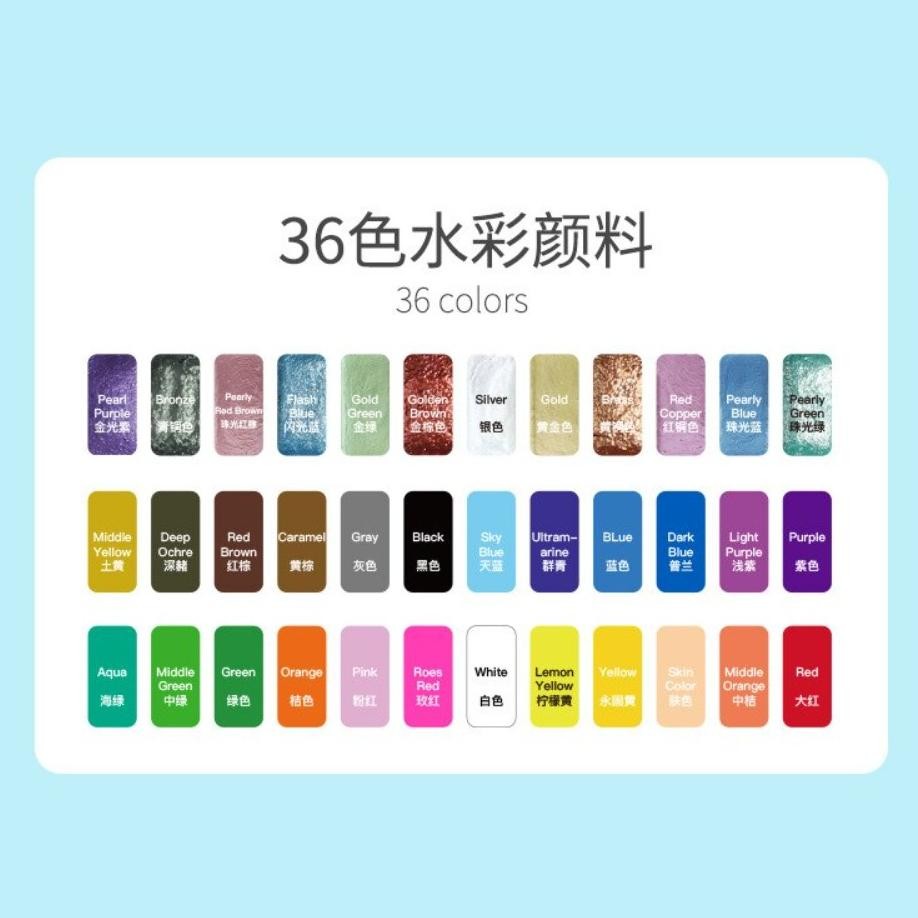 

Gf21 Giorgione Watercolor Watercolour Set 36 / 48 Colors Warna Pearlescent Starry Cat Air Metallic
