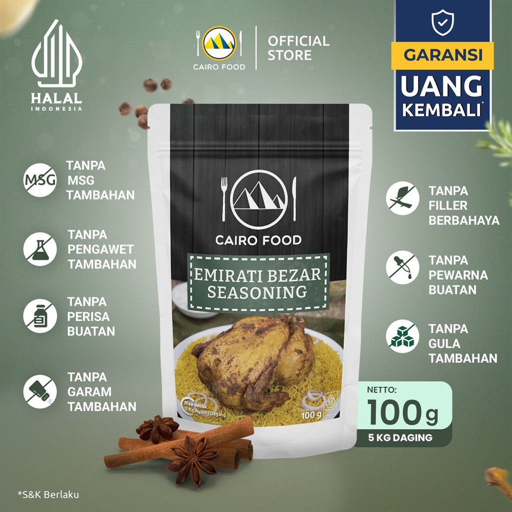 

Bumbu Emirati Bezar Sehat – Tanpa MSG, 100% Rempah Murni | Cairo Food - 100 gram
