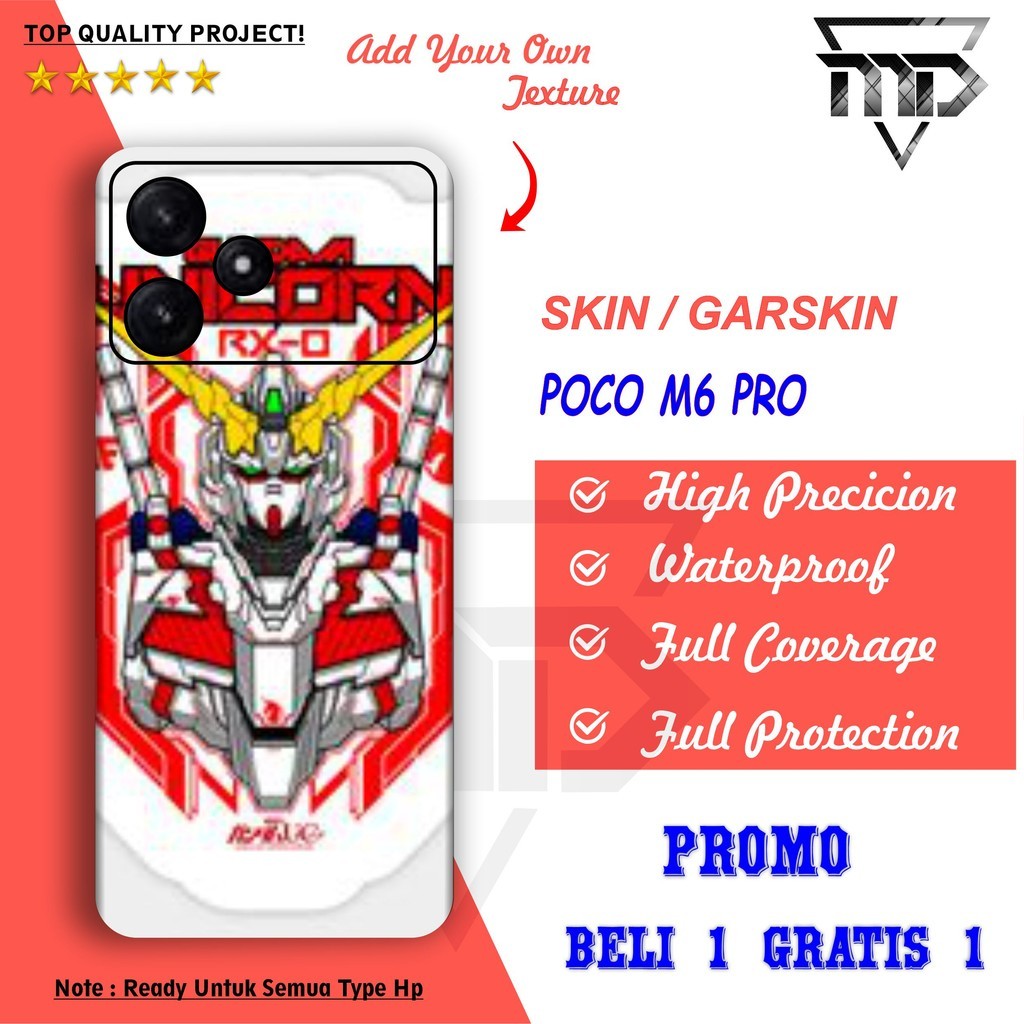 

Terlaris Poco M6 Pro Garskin Stiker Custom Case Laminasi Tebal COD