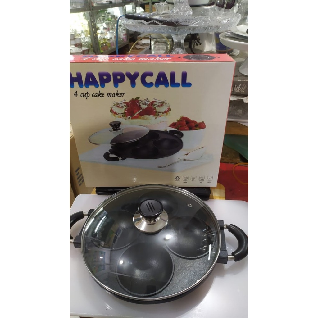 

TERMURAH CETAKAN KUE SERABI HAPPY CALL / HC 4 LUBANG CEKUNG ALUMINIUM TEFLON
