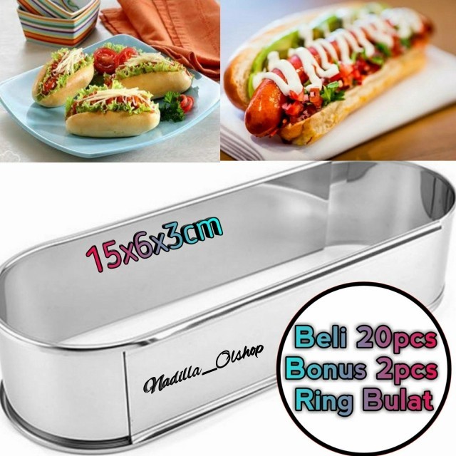 

TERBARU CETAKAN RING ROTI HOTDOG/RING OVAL 15X5X3CM/LOYANG ROTI BAKSO 1PCS