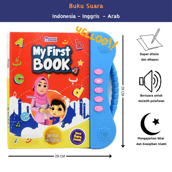 New!  Yelloo!! Buku Suara Arab Inggris Indonesia Edukasi Bahasa Buku Anak Sound Book Bersuara Work B