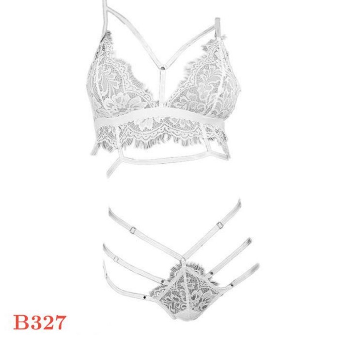 B327 Bra Set Sexy Bikini Bralette Putih Transparan Celana Dalam Hot