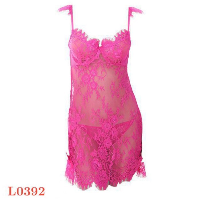 L0392 Baju Tidur Haram Sexy Bodycon Sheath Dress Magenta Bra Kawat Hot