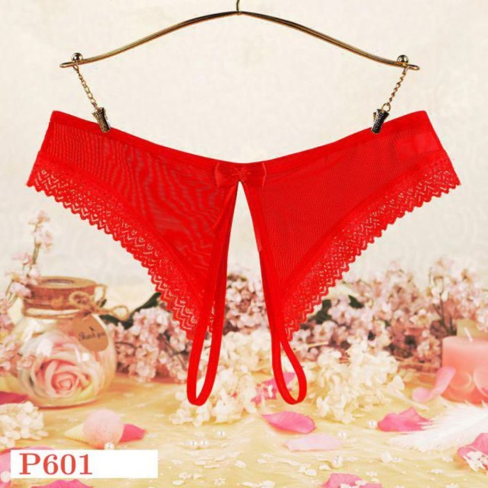P601 Celana Dalam Wanita Sexy Panties Hipster Merah Open Crotch