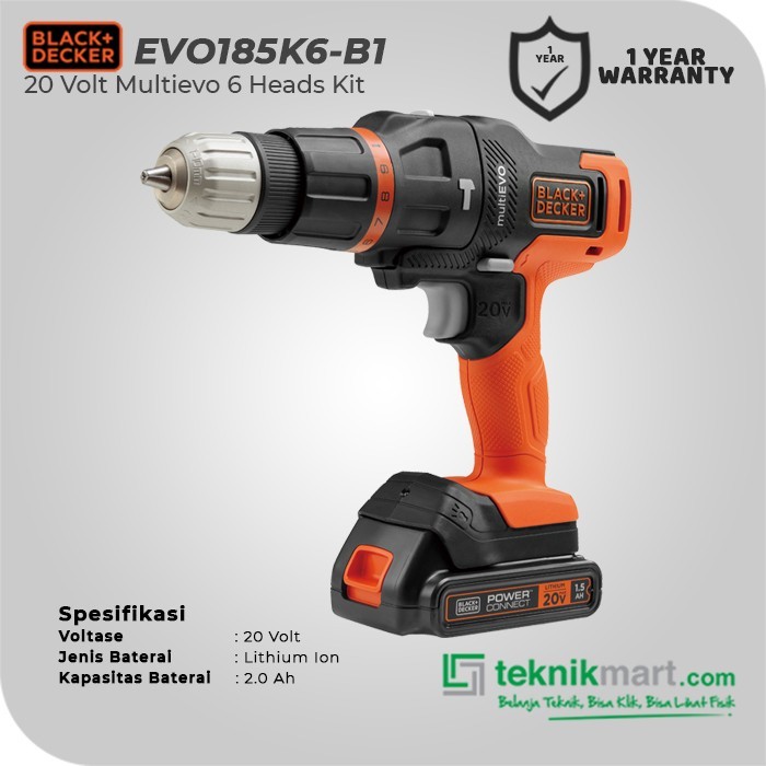 Black And Decker EVO185K6 20 Volt Multi Evo 6 Heads Kit