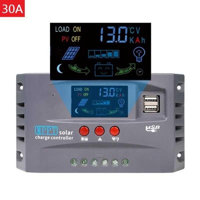 HXC SCC MPPT 30A 30 A Solar Charge Controller 2 USB 12V/24V