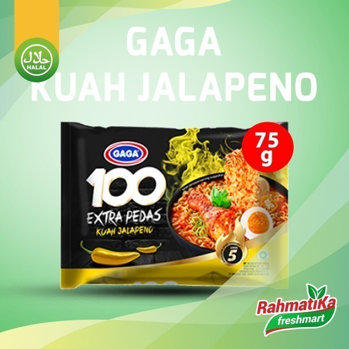 

GAGA 100 Mie Instan Extra Pedas Kuah Jalapeno Level-5 (1 Pcs)