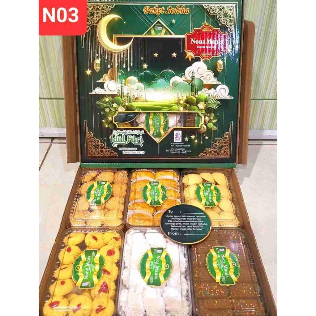 

Kue Kering Lebaran Nona Manis Soleha Halal / Hampers Kue Lebaran Paket