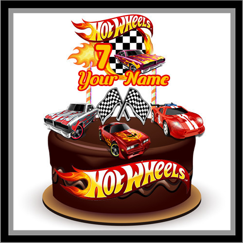 CUSTOM TOPPER HAPPY BIRTHDAY HIASAN KUE ULANG TAHUN MOBIL HOT WHEELS