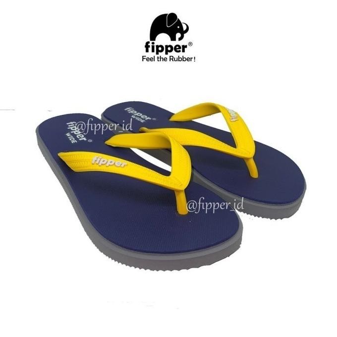 [FIPPER WIDE] - Navy/Grey Dark/Yellow - Sandal Jepit Pria & Wanita Original PAS