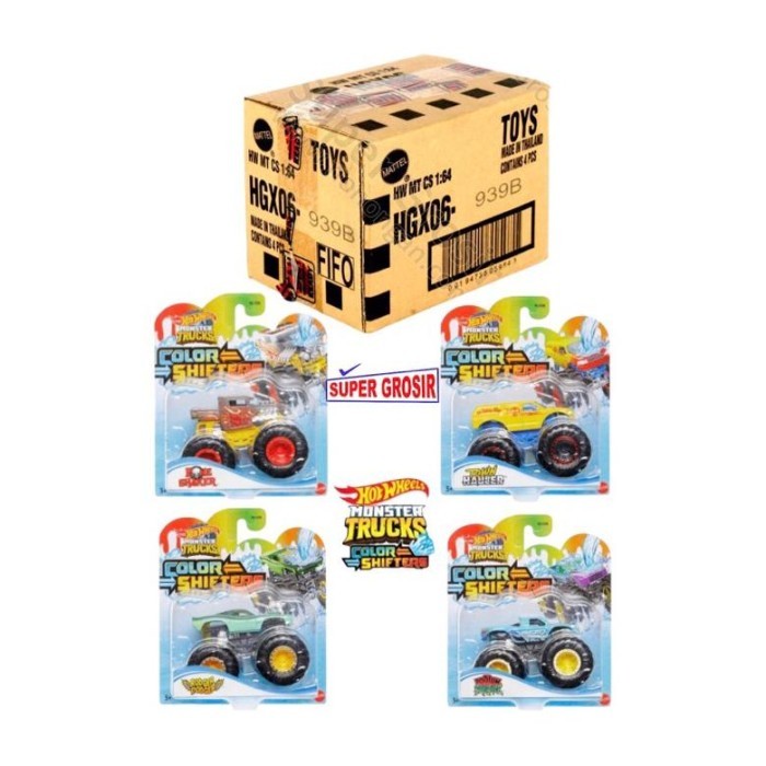 [DISC] HOT WHEELS MONSTER TRUCK COLOR SHIFTER 1:64_ISI 4_ HGX06 HOT WHEELS KARTONAN SEGEL SNI