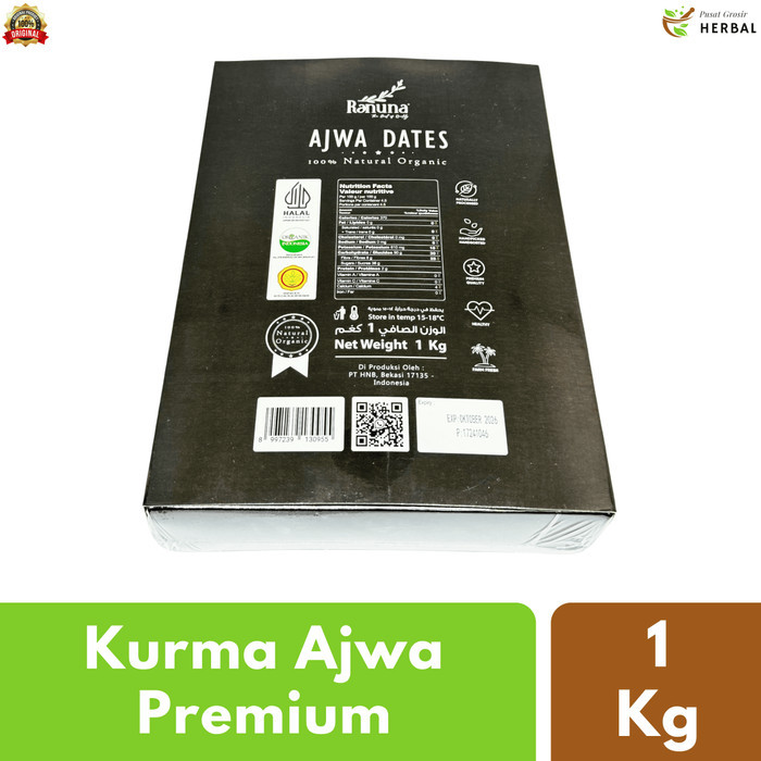 

Kurma Ajwa 1 Kg Asli 100% Original Ranuna Premium High Quality Kurma Azwa Nabi Asli Jumbo Grade A