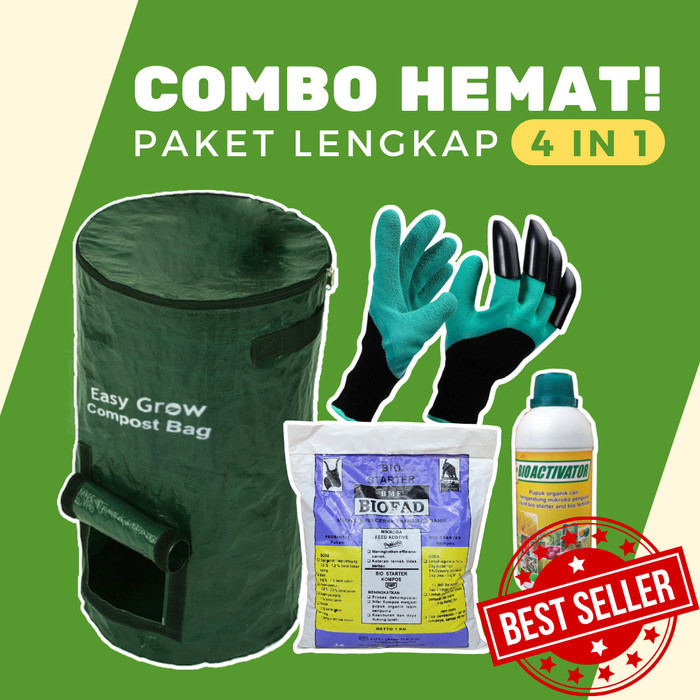 COMBO HEMAT Paketan Compost Bag 80 Liter & Pengurai Kompos Tas Kantong