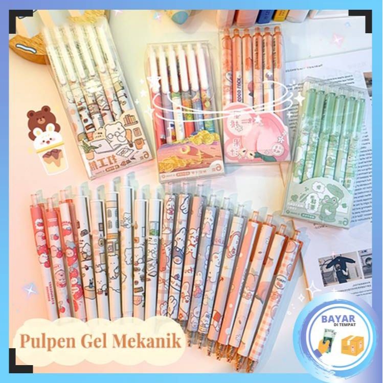 

Promo Bayar Di Tempat - Pulpen Gel Mekanik Lucu Karakter / Set Pulpen Gel 6 Pcs / Ballpoint Mekanik