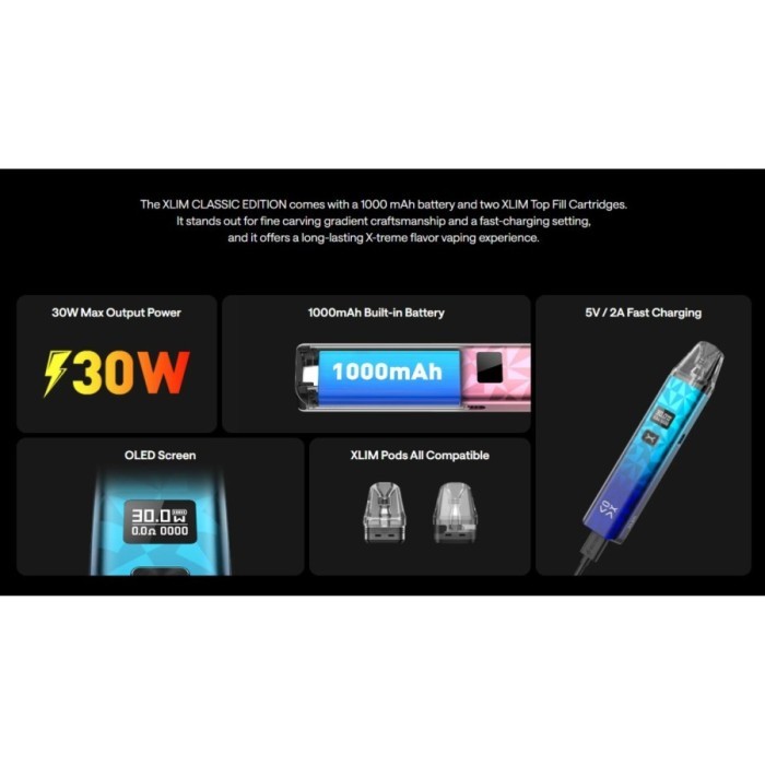 Terlaris Oxva Xlim Classic Edition 30W 1000Mah Pod Kit By Oxva - Pod Xlim Classic Best Seller