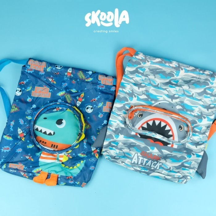 SKOOLA TAS RANSEL SERUT RENANG ANAK LAKI - LAKI SHARK DINOSAURUS -