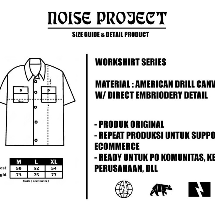 Terbaru Workshirt Workshirt Noise Project Hitam Kemeja Workshirt Kemeja Best Seller