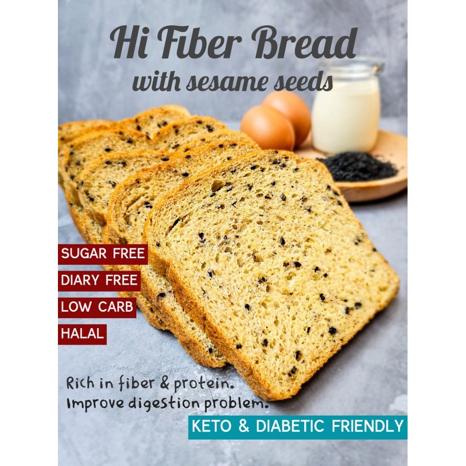 

Roti Tawar Keto High Fiber Bread - Sugar Free, Dairy Free, Diet, Halal