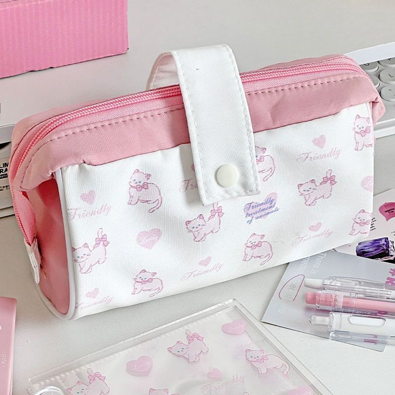 

Pink Cat Pencil Case Student Large Capacity Stationery Box Storage Bag